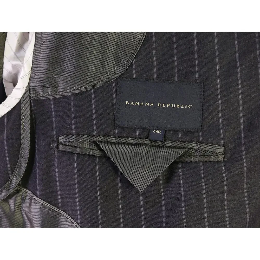 Banana Republic Gray Bold Pinstripe Peak Lapel 2-Btn Wool Suit 44R